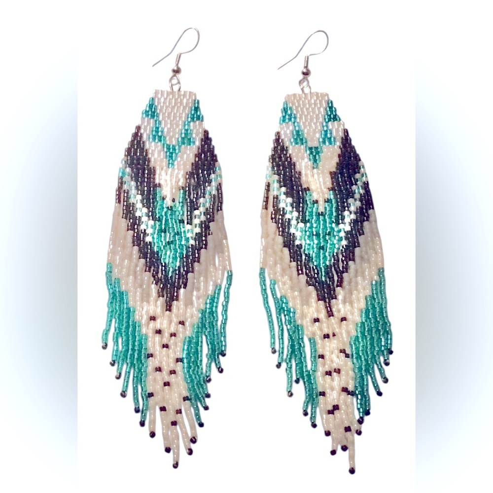 Fringe Tassel Seed Bead Long Dangle Earrings